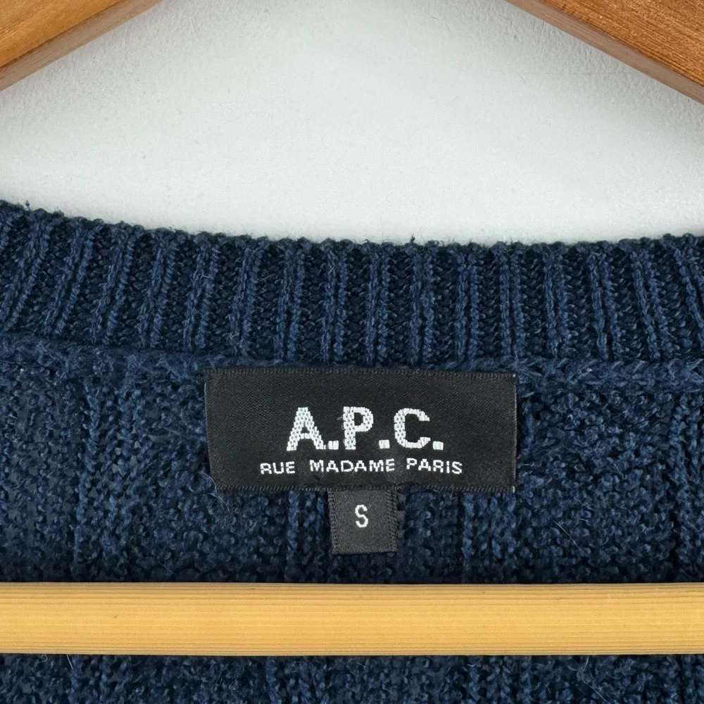 A.P.C Women Blue Cable Knit Cardigan Sweater Size‎ Small